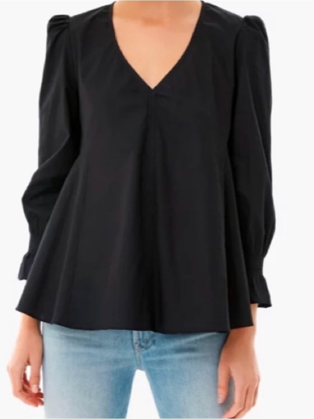 Tuckernuck Pomander Place Women’s Black Easton V-neck Long Sleeve Blouse XXL